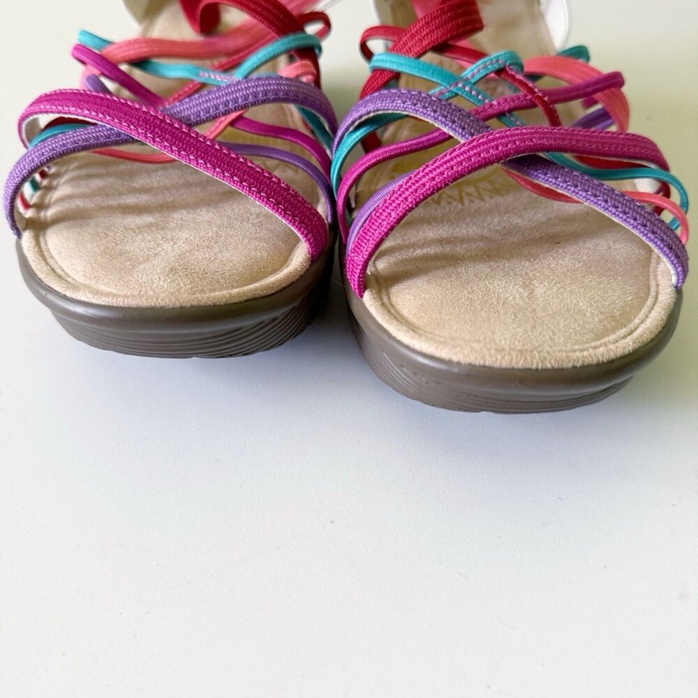 Skechers White Multi Gore Sling Back Wedges Parallel Strappy Memory Foam Sz 8.5 - Picture 12 of 13
